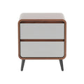 Modern Two-Drawer Nightstand with Walnut Finish and Sleek Minimalist Design