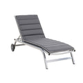 Adjustable Outdoor Lounge Chair with Cushioned Gray Fabric